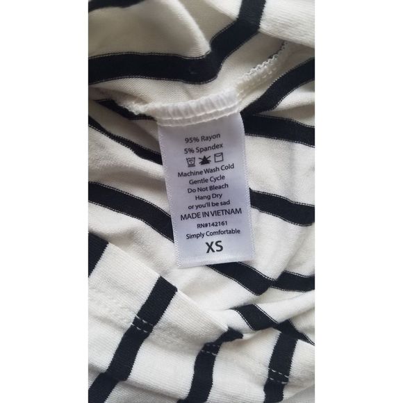 LulaRoe Black White Striped Knee Length Short Sleeve Dress XS - Picture 6 of 7